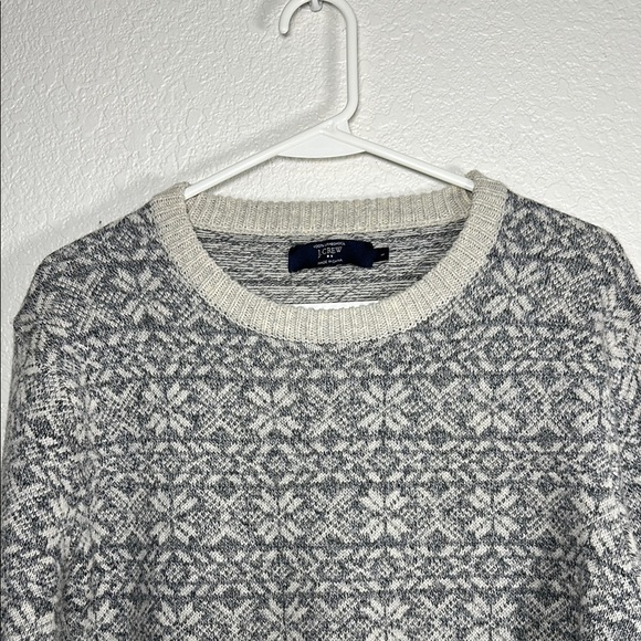 J. Crew Lamb's Wool Gray Patterned Men's Sweater L - Picture 3 of 6